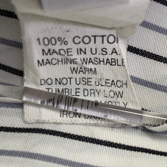 THOM BROWNE Size M White Grey Black Stripe Cotton One Pocket Long Sleeve Shirt - Picture 8 of 8